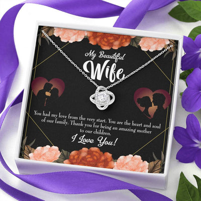 To My Wife Heart And Soul Wife Infinity Knot Necklace Keepsake Message Card Stainless Steel Cz Pendant - Luxury Love Knot Necklace Meanful Gift Idea For Her/Him