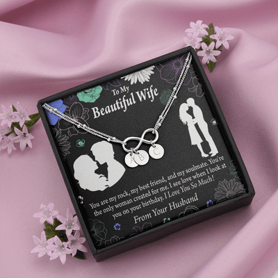 To My Wife My Rock Infinity Bracelet With Initial Charms - Infinity Bracelet