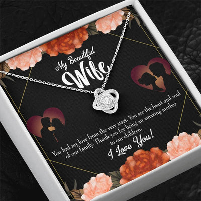 To My Wife Heart And Soul Wife Infinity Knot Necklace Keepsake Message Card Stainless Steel Cz Pendant - Luxury Love Knot Necklace Meanful Gift Idea For Her/Him