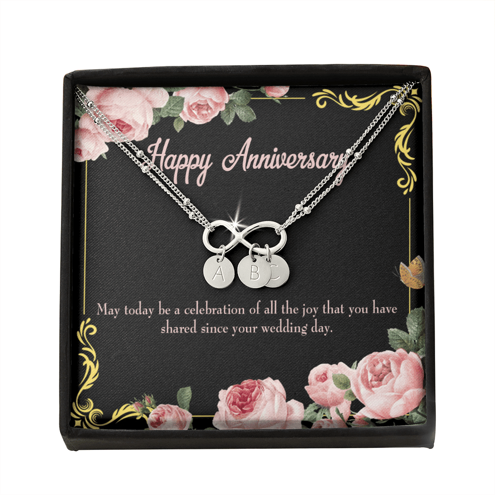 To My Wife Happy Anniversary Infinity Bracelet With Initial Charms - Infinity Bracelet