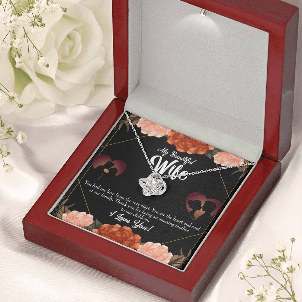 To My Wife Heart And Soul Wife Infinity Knot Necklace Keepsake Message Card Stainless Steel Cz Pendant - Luxury Love Knot Necklace Meanful Gift Idea For Her/Him