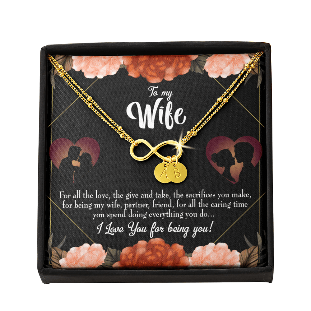 To My Wife Wife Partner Friend Infinity Bracelet With Initial Charms - Infinity Bracelet