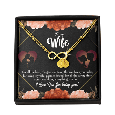 To My Wife Wife Partner Friend Infinity Bracelet With Initial Charms - Infinity Bracelet