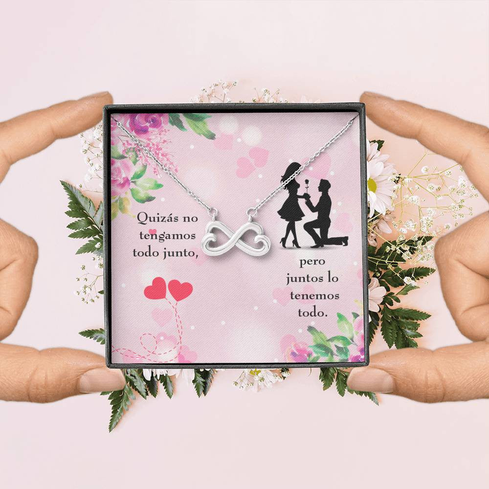 Juntos Lo Tenemos Todo Infinity Stainless Steel Pendant Spanish Message Card Wife Gift - Infinity Love Necklace