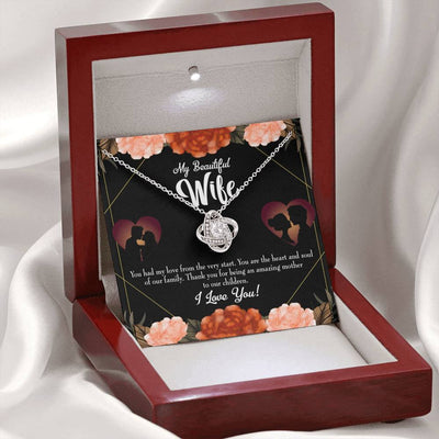 To My Wife Heart And Soul Wife Infinity Knot Necklace Keepsake Message Card Stainless Steel Cz Pendant - Luxury Love Knot Necklace Meanful Gift Idea For Her/Him