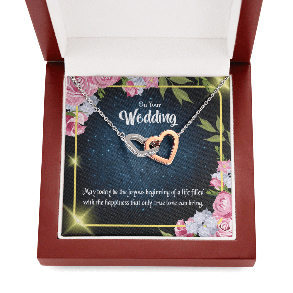Wife Gift For Wife Birthday On Your Wedding Inseparable Love Pendant 18k Rose Gold Finish 16� - Interlocking Hearts Necklace