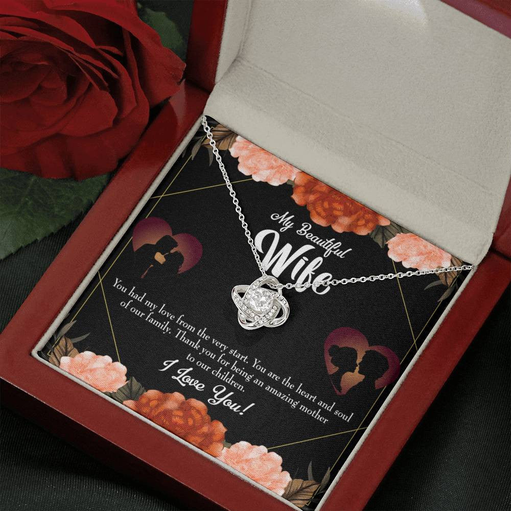 To My Wife Heart And Soul Wife Infinity Knot Necklace Keepsake Message Card Stainless Steel Cz Pendant - Luxury Love Knot Necklace Meanful Gift Idea For Her/Him
