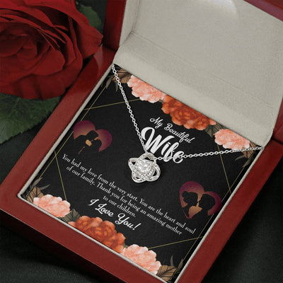 To My Wife Heart And Soul Wife Infinity Knot Necklace Keepsake Message Card Stainless Steel Cz Pendant - Luxury Love Knot Necklace Meanful Gift Idea For Her/Him