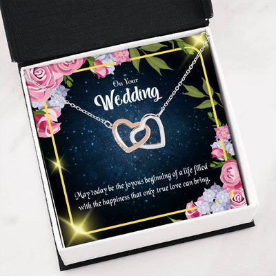 Wife Gift For Wife Birthday On Your Wedding Inseparable Love Pendant 18k Rose Gold Finish 16� - Interlocking Hearts Necklace