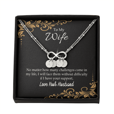 To My Wife No Matter How Many Challenges Infinity Bracelet With Initial Charms - Infinity Bracelet