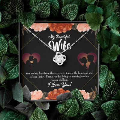 To My Wife Heart And Soul Wife Infinity Knot Necklace Keepsake Message Card Stainless Steel Cz Pendant - Luxury Love Knot Necklace Meanful Gift Idea For Her/Him