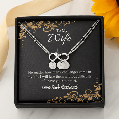 To My Wife No Matter How Many Challenges Infinity Bracelet With Initial Charms - Infinity Bracelet