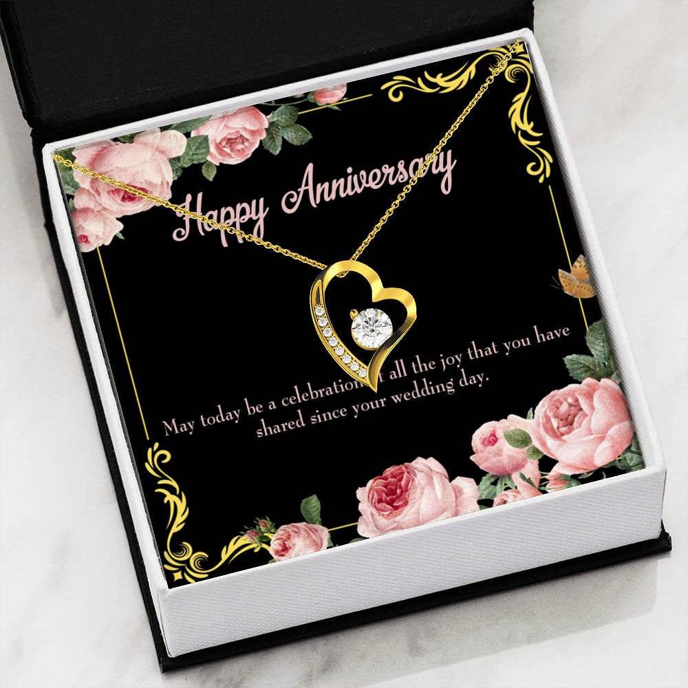 Gift For Wife Happy Anniversary Forever Love NecklaceHeart Pendant Stainless Steel or 18k Gold - Forever Love Necklace Gift Idea For Woman