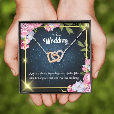 Wife Gift For Wife Birthday On Your Wedding Inseparable Love Pendant 18k Rose Gold Finish 16� - Interlocking Hearts Necklace