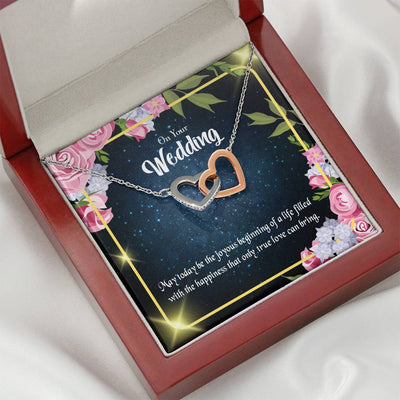 Wife Gift For Wife Birthday On Your Wedding Inseparable Love Pendant 18k Rose Gold Finish 16� - Interlocking Hearts Necklace