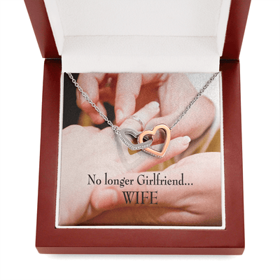 Future Wife Fiance Gift No Longer Girlfriend Inseparable Love Pendant 18k Rose Gold Finish 16� Engagement Wedding Gift - Interlocking Hearts Necklace