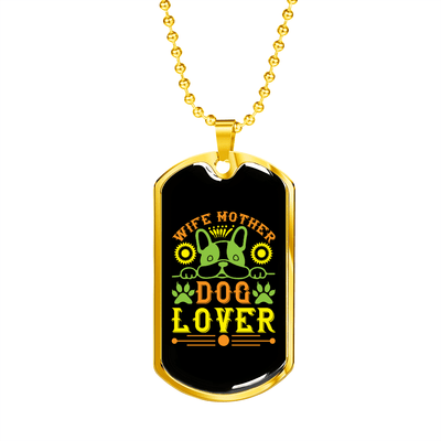 Dog Lover Gift Wife Mother Dog Lover Green Necklace Stainless Steel or 18k Gold Dog Tag 24" Chain - Luxury Love Messages Dog Tag Gifts For Man, Woman