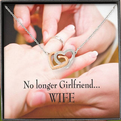 Future Wife Fiance Gift No Longer Girlfriend Inseparable Love Pendant 18k Rose Gold Finish 16� Engagement Wedding Gift - Interlocking Hearts Necklace