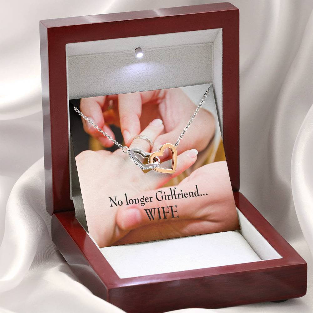 Future Wife Fiance Gift No Longer Girlfriend Inseparable Love Pendant 18k Rose Gold Finish 16� Engagement Wedding Gift - Interlocking Hearts Necklace