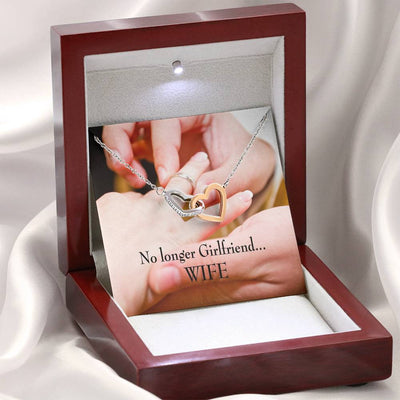 Future Wife Fiance Gift No Longer Girlfriend Inseparable Love Pendant 18k Rose Gold Finish 16� Engagement Wedding Gift - Interlocking Hearts Necklace