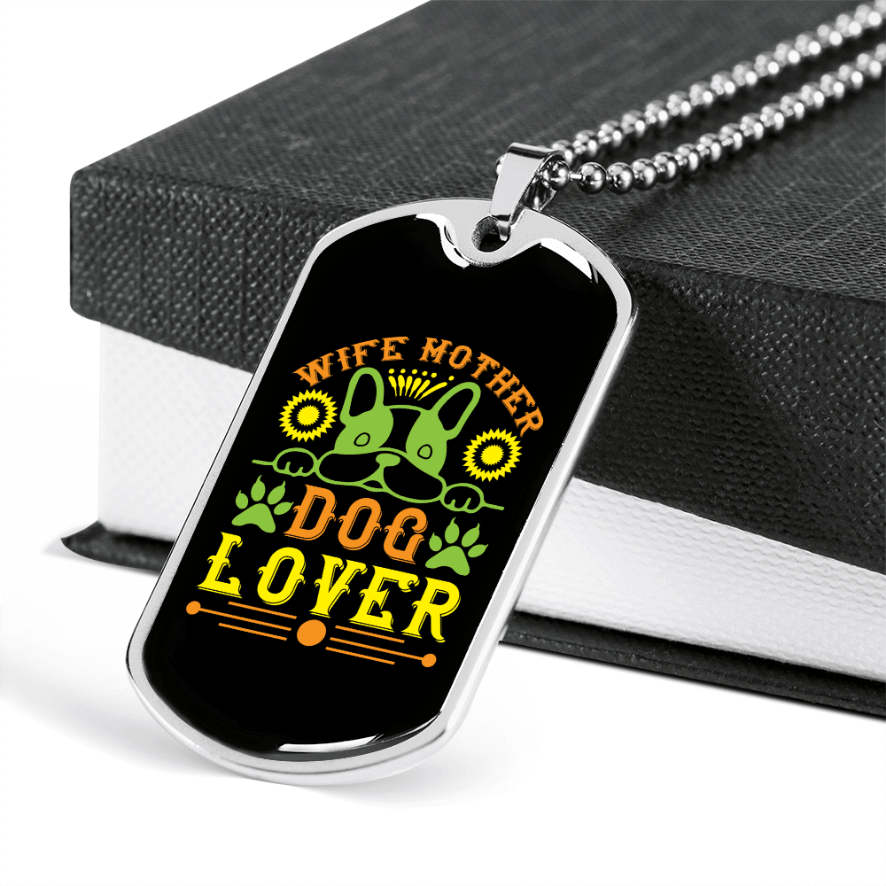 Dog Lover Gift Wife Mother Dog Lover Green Necklace Stainless Steel or 18k Gold Dog Tag 24" Chain - Luxury Love Messages Dog Tag Gifts For Man, Woman