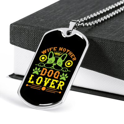 Dog Lover Gift Wife Mother Dog Lover Green Necklace Stainless Steel or 18k Gold Dog Tag 24" Chain - Luxury Love Messages Dog Tag Gifts For Man, Woman