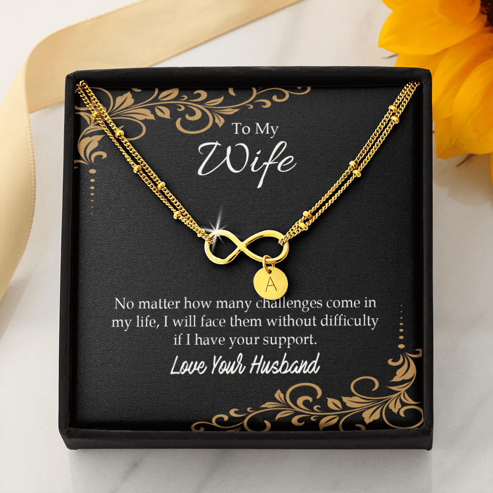 To My Wife No Matter How Many Challenges Infinity Bracelet With Initial Charms - Infinity Bracelet