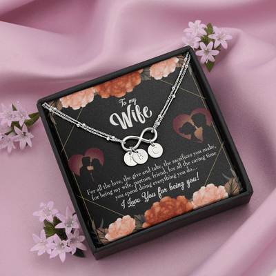 To My Wife Wife Partner Friend Infinity Bracelet With Initial Charms - Infinity Bracelet