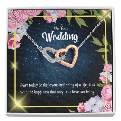 Wife Gift For Wife Birthday On Your Wedding Inseparable Love Pendant 18k Rose Gold Finish 16� - Interlocking Hearts Necklace