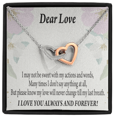 Wife Girlfriend Necklace Forever In Thoughts Inseparable Necklace Pendant 18k Rose Gold Finish 16� - Interlocking Hearts Necklace