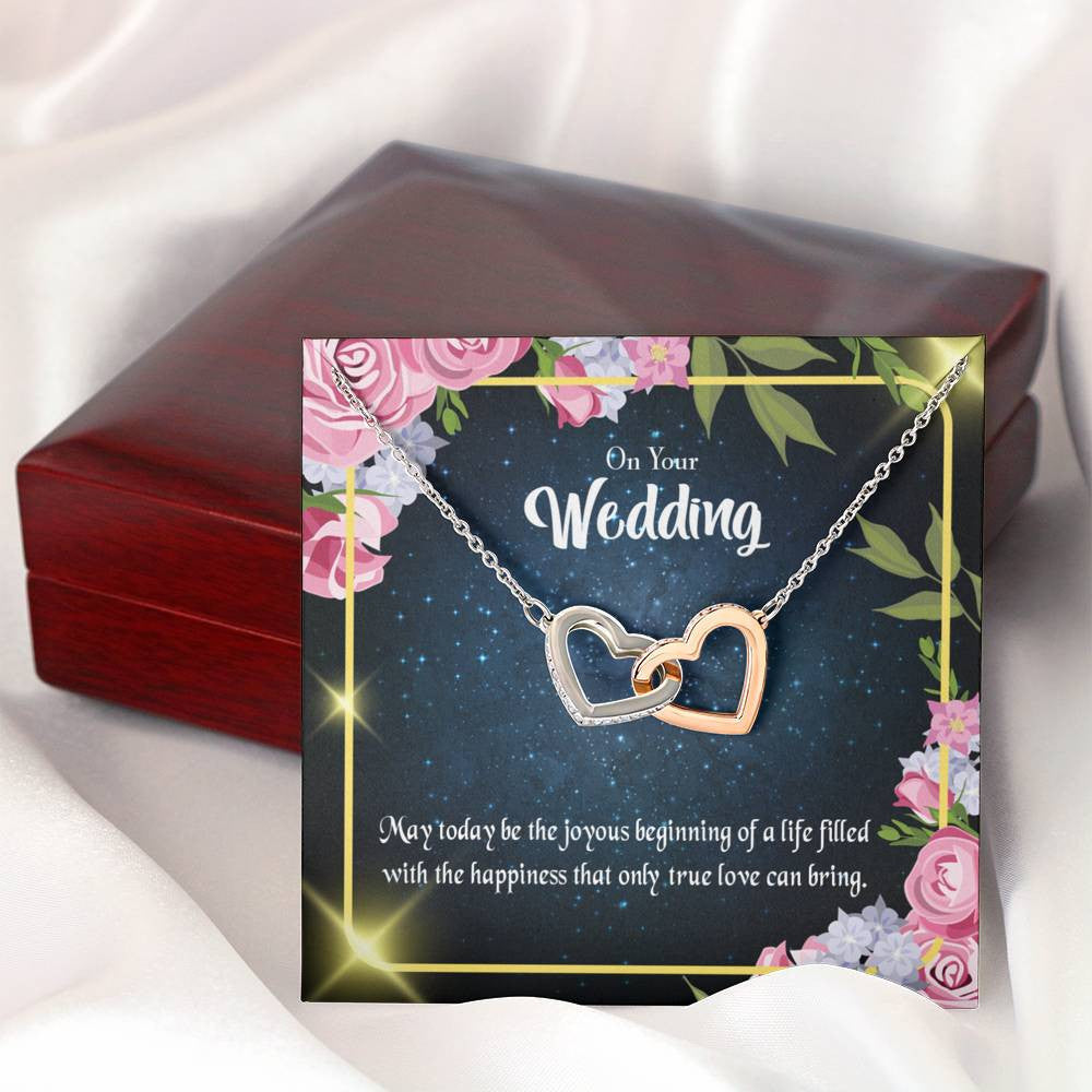 Wife Gift For Wife Birthday On Your Wedding Inseparable Love Pendant 18k Rose Gold Finish 16� - Interlocking Hearts Necklace