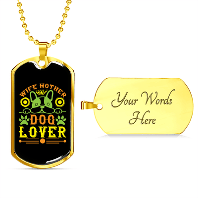 Dog Lover Gift Wife Mother Dog Lover Green Necklace Stainless Steel or 18k Gold Dog Tag 24" Chain - Luxury Love Messages Dog Tag Gifts For Man, Woman