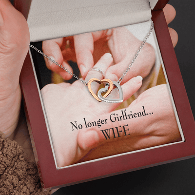 Future Wife Fiance Gift No Longer Girlfriend Inseparable Love Pendant 18k Rose Gold Finish 16� Engagement Wedding Gift - Interlocking Hearts Necklace