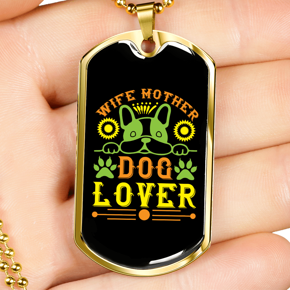 Dog Lover Gift Wife Mother Dog Lover Green Necklace Stainless Steel or 18k Gold Dog Tag 24" Chain - Luxury Love Messages Dog Tag Gifts For Man, Woman