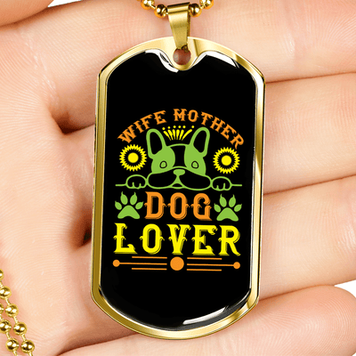Dog Lover Gift Wife Mother Dog Lover Green Necklace Stainless Steel or 18k Gold Dog Tag 24" Chain - Luxury Love Messages Dog Tag Gifts For Man, Woman