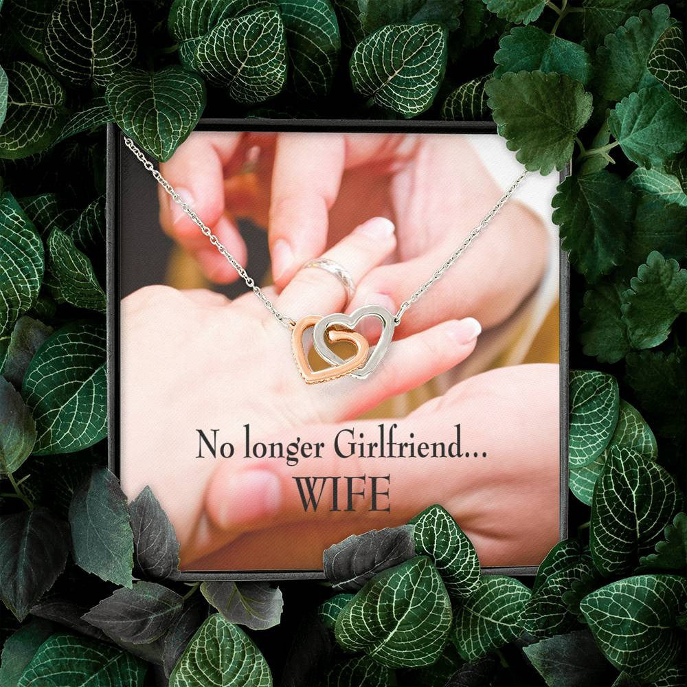 Future Wife Fiance Gift No Longer Girlfriend Inseparable Love Pendant 18k Rose Gold Finish 16� Engagement Wedding Gift - Interlocking Hearts Necklace