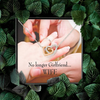 Future Wife Fiance Gift No Longer Girlfriend Inseparable Love Pendant 18k Rose Gold Finish 16� Engagement Wedding Gift - Interlocking Hearts Necklace