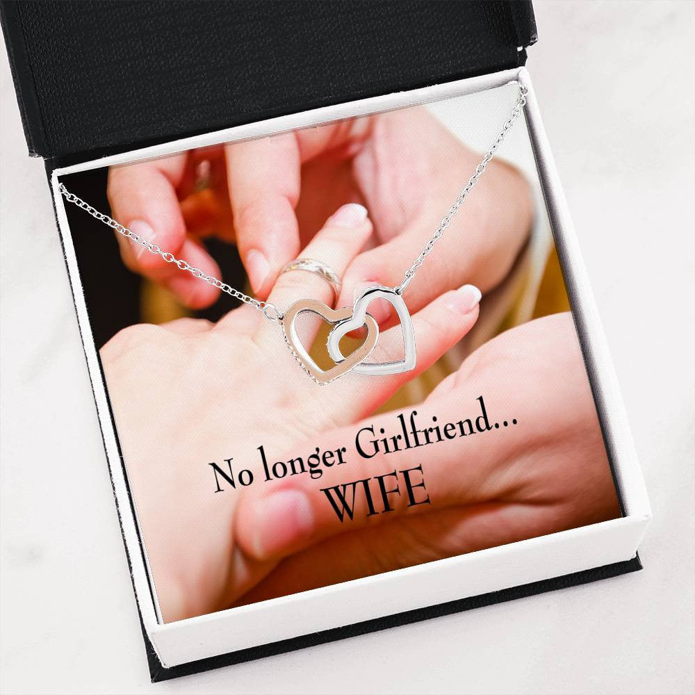 Future Wife Fiance Gift No Longer Girlfriend Inseparable Love Pendant 18k Rose Gold Finish 16� Engagement Wedding Gift - Interlocking Hearts Necklace