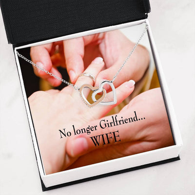 Future Wife Fiance Gift No Longer Girlfriend Inseparable Love Pendant 18k Rose Gold Finish 16� Engagement Wedding Gift - Interlocking Hearts Necklace