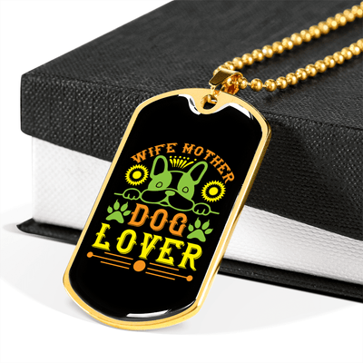 Dog Lover Gift Wife Mother Dog Lover Green Necklace Stainless Steel or 18k Gold Dog Tag 24" Chain - Luxury Love Messages Dog Tag Gifts For Man, Woman