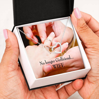 Future Wife Fiance Gift No Longer Girlfriend Inseparable Love Pendant 18k Rose Gold Finish 16� Engagement Wedding Gift - Interlocking Hearts Necklace