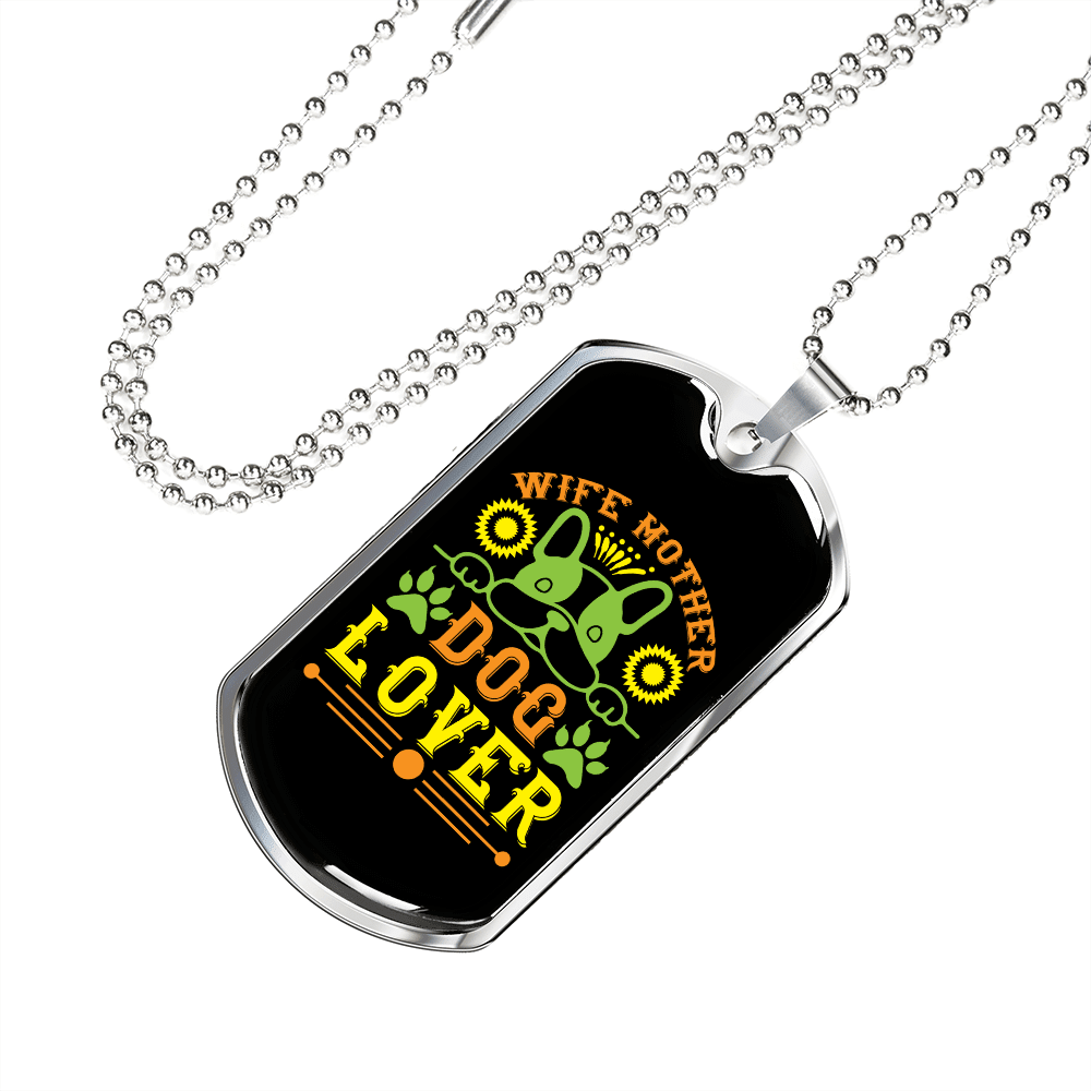 Dog Lover Gift Wife Mother Dog Lover Green Necklace Stainless Steel or 18k Gold Dog Tag 24" Chain - Luxury Love Messages Dog Tag Gifts For Man, Woman