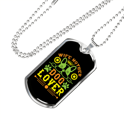 Dog Lover Gift Wife Mother Dog Lover Green Necklace Stainless Steel or 18k Gold Dog Tag 24" Chain - Luxury Love Messages Dog Tag Gifts For Man, Woman