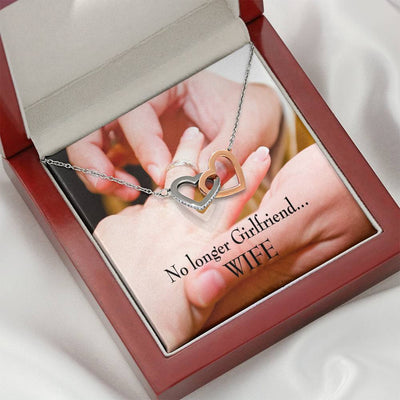 Future Wife Fiance Gift No Longer Girlfriend Inseparable Love Pendant 18k Rose Gold Finish 16� Engagement Wedding Gift - Interlocking Hearts Necklace