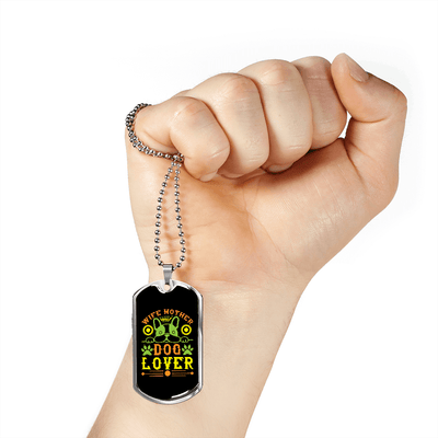 Dog Lover Gift Wife Mother Dog Lover Green Necklace Stainless Steel or 18k Gold Dog Tag 24" Chain - Luxury Love Messages Dog Tag Gifts For Man, Woman