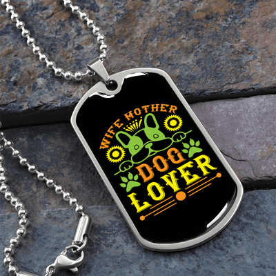 Dog Lover Gift Wife Mother Dog Lover Green Necklace Stainless Steel or 18k Gold Dog Tag 24" Chain - Luxury Love Messages Dog Tag Gifts For Man, Woman