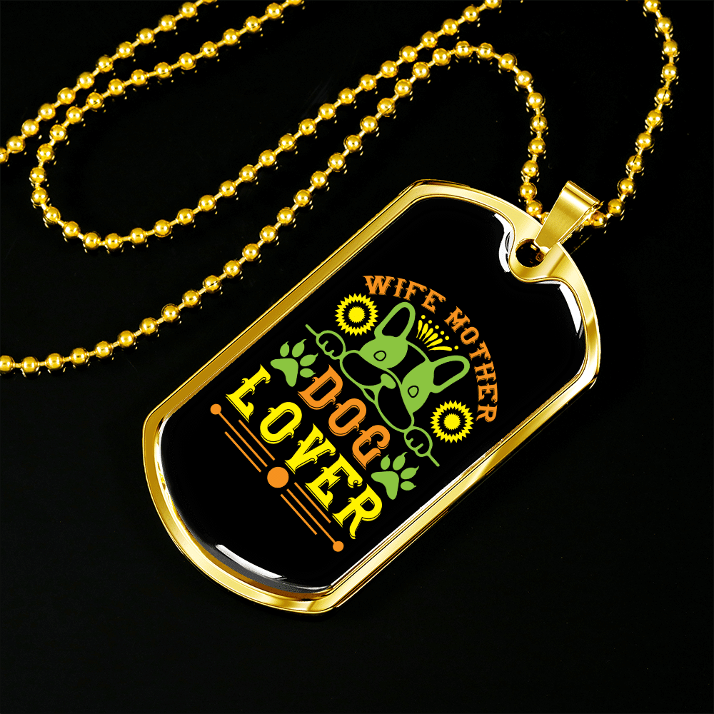 Dog Lover Gift Wife Mother Dog Lover Green Necklace Stainless Steel or 18k Gold Dog Tag 24" Chain - Luxury Love Messages Dog Tag Gifts For Man, Woman