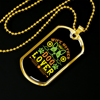 Dog Lover Gift Wife Mother Dog Lover Green Necklace Stainless Steel or 18k Gold Dog Tag 24" Chain - Luxury Love Messages Dog Tag Gifts For Man, Woman