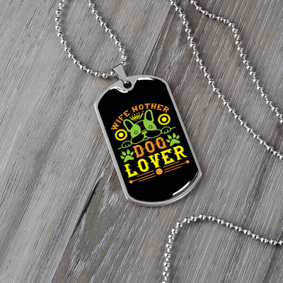 Dog Lover Gift Wife Mother Dog Lover Green Necklace Stainless Steel or 18k Gold Dog Tag 24" Chain - Luxury Love Messages Dog Tag Gifts For Man, Woman