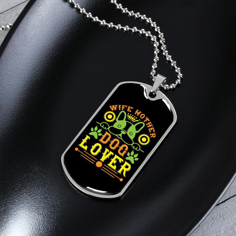 Dog Lover Gift Wife Mother Dog Lover Green Necklace Stainless Steel or 18k Gold Dog Tag 24" Chain - Luxury Love Messages Dog Tag Gifts For Man, Woman
